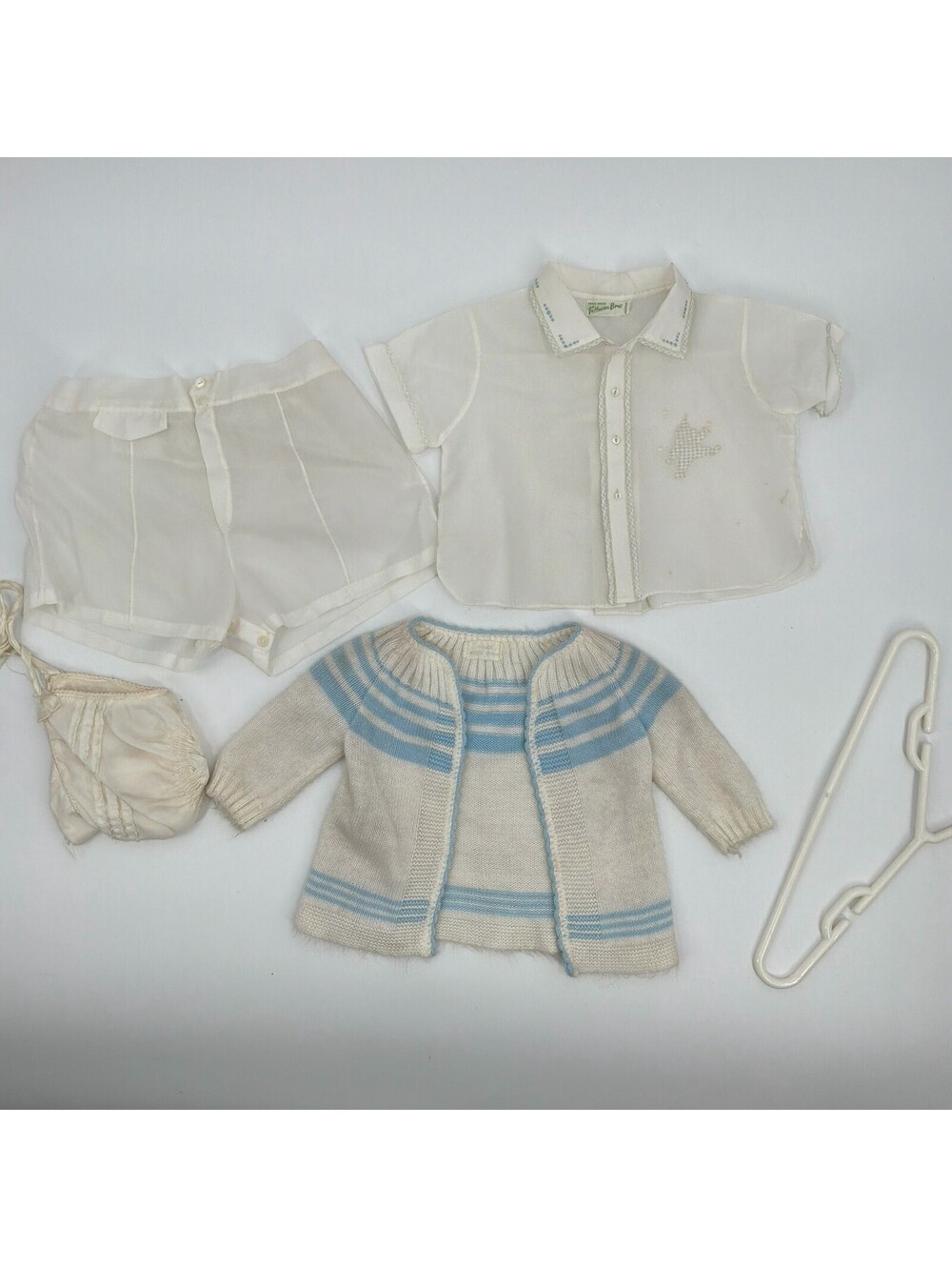 Vintage Boys Handmade Play Suit Matching Set With Bonnet Feldman Bros